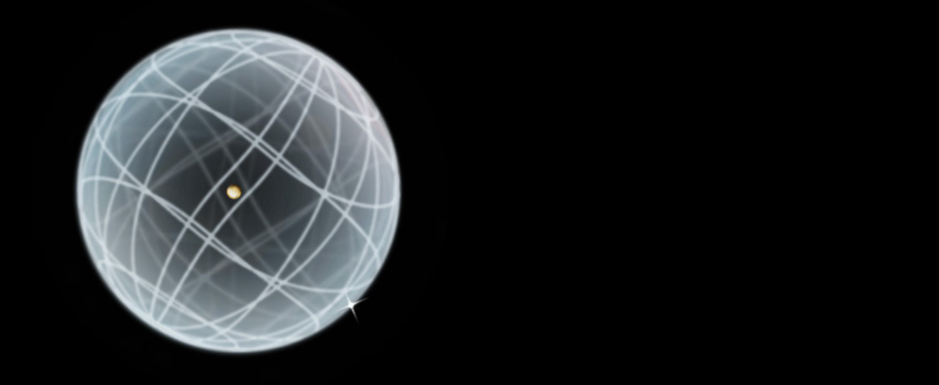 Artistic representation of a hydrogen atom with one proton its nucleus and one (star-like) electron